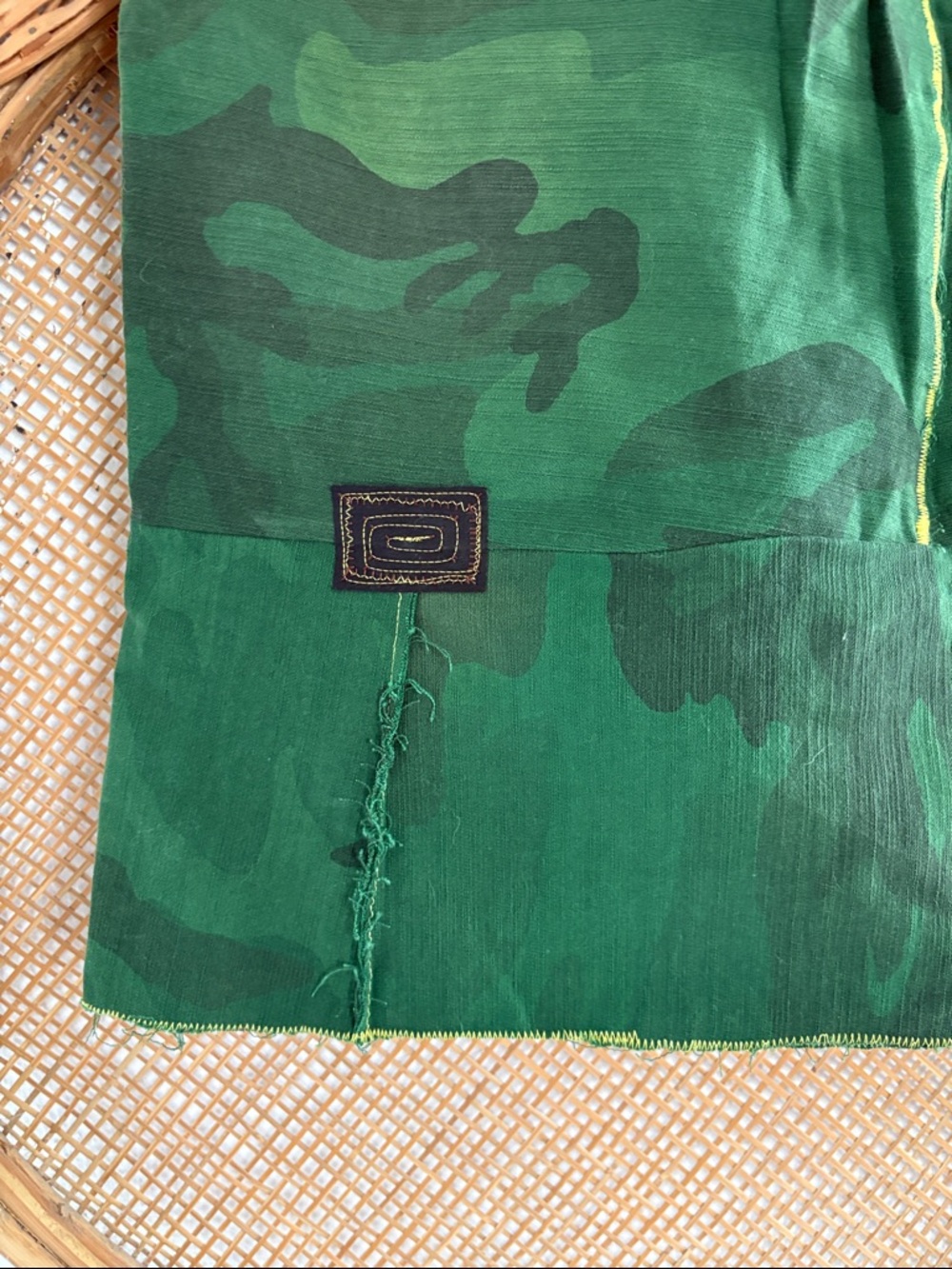 Free People DIY Green Camouflage Patchwork Midi Skirt SIZE 6 - Picture 7 of 7